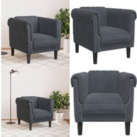 Sessel Dunkelgrau Samt - Samtsofa - Wohnzimmersofa - Lounge Chair - Grau Sofa - Gemütlicher Sessel - Home & Living von VIDAXL