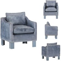 Sessel Grau Echtleder - Ledersessel - Armlehnstuhl - Lounge Chair - Wohnzimmersessel - Clubsessel von VIDAXL