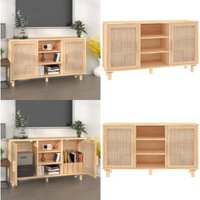 Vidaxl - Sideboard Braun 105x30x60 cm Massivholz Kiefer und Natur-Rattan - Sideboard - Wohnzimmermöbel - Holzmöbel - Rattanmöbel - Schreibtisch von VIDAXL