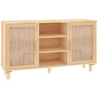 Sideboard,Kommode Braun 105x30x60 cm Massivholz Kiefer und Natur-Rattan vidaXL von BONNEVIE