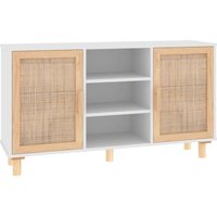 Sideboard Weiß 105x30x60 cm Massivholz Kiefer und Natur-Rattan Vidaxl Weiß von BONNEVIE