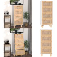Vidaxl - Sideboard Weiß 40x30x90 cm Massivholz Kiefer und Natur-Rattan - Schreibtisch - Sideboard - Wohnzimmermöbel - Holzmöbel - Weißer Schrank von VIDAXL