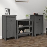 Sideboards 2 Stk. Grau 40x35x80 cm Massivholz Kiefer - Vidaxl von VIDAXL