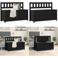 Vidaxl - Sitzbank Schwarz 110x41x76,5 cm Massivholz Kiefer - Holzbank - Kiefernholzbänke - Schwarze Bank - Sitzbank Mit Rückenlehne - Stauraumbank von VIDAXL