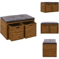 Vidaxl - Sitzbank mit 2 Körben Seegras 71×40×42 cm Braun - Seegrasbank - Wohnzimmer Dekoration - Sitzbank Mit Stauraum - Rustikale Möbel - Outdoor von VIDAXL