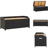 Sitzbank mit Stauraum 120 cm Poly Rattan Schwarz - Gartenzubehör - Gartenbank - Außenmöbeln - Gartenstuhl - Rattan Möbel von VIDAXL