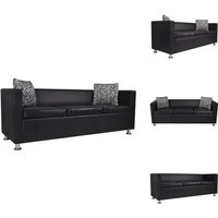 Vidaxl - Sofa 3-Sitzer Kunstleder Schwarz - 3-Sitzer Sofa - Ecksofa - Wohnzimmersofa - Ledercouch - Schwarzes Sofa Vidaxl - Sofa 3-Sitzer Kunstleder Schwarz - 3-Sitzer Sofa - Ecksofa - Wohnzimmersofa - Ledercouch - Schwarzes Sofa von VIDAXL