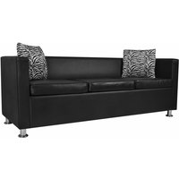 Sofa 3-Sitzer Kunstleder Schwarz Vidaxl von VIDAXL