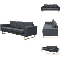 Vidaxl - Sofa 3-Sitzer Stoff Dunkelgrau - Sofas - Wohnlandschaft - 3-Sitzer Sofa - Grau Sofa - Ecksofa von VIDAXL