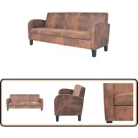Sofa 3-Sitzer Wildleder-Optik Braun - 3-Sitzer Sofa - Ledersofa - Wohnlandschaft - Couch - Braun Sofa 3-Sitzer Wildleder-Optik Braun - 3-Sitzer Sofa - Ledersofa - Wohnlandschaft - Couch - Braun von VIDAXL