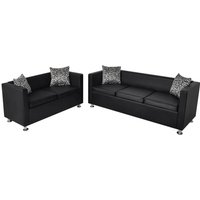 Sofa-Set Kunstleder 3-Sitzer und 2-Sitzer Schwarz - Vidaxl von VIDAXL