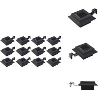Solar-Außenleuchten 12 Stk. led Rechteckig 12 cm Schwarz - led Solarleuchte - Solar Lampen - Außenscheinwerfer - Gartenbeleuchtung - Deko Lichterkette von VIDAXL