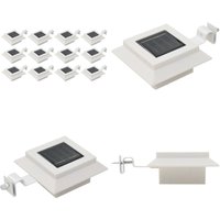 Solar-Außenleuchten 12 Stk. led Rechteckig 12 cm Weiß - led Solarleuchte - Solarlichtsystem - Außenscheinwerfer - Gartenbeleuchtung - Deko von VIDAXL