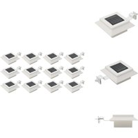 Vidaxl - Solar-Außenleuchten 12 Stk. led Rechteckig 12 cm Weiß - led Solarleuchte - Solarlichtsystem - Außenscheinwerfer - Gartenbeleuchtung - Deko von VIDAXL