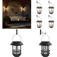 Solar-Außenwandleuchten 4 Stk. Warmweiß Flackerndes Licht - Solarlampen - Gartenbeleuchtung - Außendeko - Wandleuchten - LED-Beleuchtung - Home & von VIDAXL