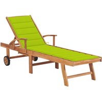 Vidaxl - Sonnenliege mit Auflage Hellgrün Massivholz Teak von VIDAXL