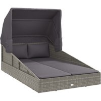 Vidaxl - Sonnenliege mit Faltdach Grau 200x114x128 cm Poly Rattan Vidaxl - Sonnenliege mit Faltdach Grau 200x114x128 cm Poly Rattan von VIDAXL