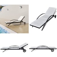 Vidaxl - Sonnenliege mit Polster & Rollen Poly Rattan Schwarz - Sonnenliege - Gartenliege - Poolliege - Relaxliege - Outdoor Möbel - Home & Living von VIDAXL