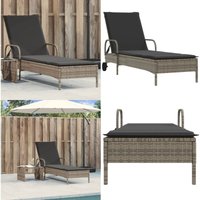 Vidaxl - Sonnenliege mit Rollen und Auflage Grau Poly Rattan - Sonnenliege - Gartenliege - Relaxliege - Poolliege - Lounge Chair - Home & Living Vidaxl - Sonnenliege mit Rollen und Auflage Grau Poly Rattan - Sonnenliege - Gartenliege - Relaxliege - Poolliege - Lounge Chair - Home & Living von VIDAXL