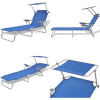 Vidaxl - Sonnenliege mit Sonnenschutz Stahl Blau - Sonnenliege - Gartenliege - Poolliege - Relaxliege - Klappliege - Home & Living von VIDAXL