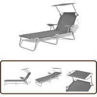 Vidaxl - Sonnenliege mit Sonnenschutz Stahl Grau - Sonnenliege - Gartenliege - Relaxliege - Poolliege - Klappliege Vidaxl - Sonnenliege mit Sonnenschutz Stahl Grau - Sonnenliege - Gartenliege - Relaxliege - Poolliege - Klappliege von VIDAXL