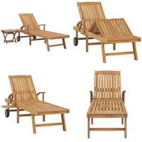 Vidaxl - Sonnenliege mit Tisch Massivholz Teak - Sonnenliege - Gartenmöbel - Teakholz - Liege - Gartenlounge - Home & Living von VIDAXL