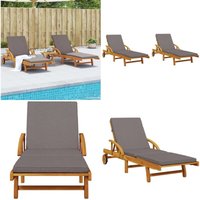 Vidaxl - Sonnenliegen 2 Stk. mit Auflagen 200x68x83 cm Massivholz Akazie - Sonnenliegen - Gartenmöbel - Holzterrasse - Outdoormöbel - Gartenlounge von VIDAXL