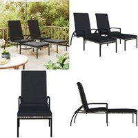 Vidaxl - Sonnenliegen 2 Stk. mit Fußhocker PE-Rattan Grau - Sonnenliegen - Gartenmöbel - Outdoor Möbel - Lounge Set - Rattan Gartenmöbel - Home & von VIDAXL