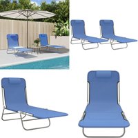 Vidaxl - Sonnenliegen Klappbar 2 Stk. Blau Textilene und Stahl - Sonnenliegen - Gartenmöbel - Outdoor Möbel - Poolside Lounge Chair - Textilene von VIDAXL