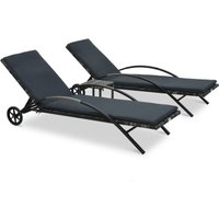 Vidaxl - Sonnenliegen mit Tisch Poly Rattan Anthrazit von VIDAXL