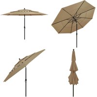 Sonnenschirm mit Aluminium-Mast 3-lagig Taupe 3,5 m - Sonnenschirm - Gartenschirm - Markise - Outdoor Möbel - Poolparty - Home & Living von VIDAXL