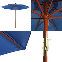 Sonnenschirm mit Holz-Mast 300x258 cm Blau - Sonnenschirm - Gartenschirm - Outdoor Möbel - Terrassenüberdachung - Poolparty - Home & Living von VIDAXL