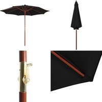 Vidaxl - Sonnenschirm mit Holz-Mast 300x258 cm Schwarz - Sonnenschirm - Gartenschirm - Outdoor Möbel - Terrassenüberdachung - Poolparty - Home & von VIDAXL
