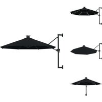 Vidaxl - Sonnenschirm zur Wandmontage mit LEDs 300 cm Schwarz - Wand Sonnenschirm - Gartenschirm - Sonnenschutz - Outdoor Beleuchtung - led Vidaxl - Sonnenschirm zur Wandmontage mit LEDs 300 cm Schwarz - Wand Sonnenschirm - Gartenschirm - Sonnenschutz - Outdoor Beleuchtung - led von VIDAXL
