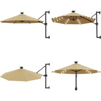 Vidaxl - Sonnenschirm zur Wandmontage mit LEDs 300 cm Taupe - Wand Sonnenschirm - Gartenschirm - Sonnenschutz - Outdoor Beleuchtung - led Leuchte Vidaxl - Sonnenschirm zur Wandmontage mit LEDs 300 cm Taupe - Wand Sonnenschirm - Gartenschirm - Sonnenschutz - Outdoor Beleuchtung - led Leuchte von VIDAXL
