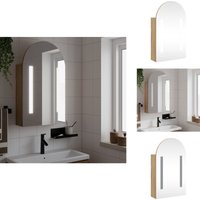 Vidaxl - Spiegelschrank mit LED-Beleuchtung Gewölbt Eichenoptik - Spiegelschrank - Spiegelschränke - led Spiegelschrank - Badschrank Mit Spiegel von VIDAXL