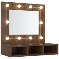 Bonnevie - Spiegelschrank mit LED,Bad Hängeschrank Braun Eiche-Optik 60x31,5x62 cm vidaXL von BONNEVIE