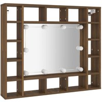 Bonnevie - Spiegelschrank mit LED,Bad Hängeschrank Braun Eiche-Optik 91x15x76,5 cm vidaXL von BONNEVIE