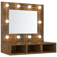 Bonnevie - Spiegelschrank mit LED,Bad Hängeschrank Räuchereiche 60x31,5x62 cm vidaXL von BONNEVIE