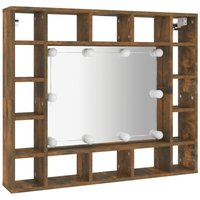 Spiegelschrank mit LED,Bad Hängeschrank Räuchereiche 91x15x76,5 cm vidaXL von BONNEVIE