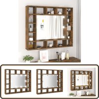 Vidaxl - Spiegelschrank mit led Räuchereiche 91x15x76,5 cm - Spiegelschrank - LED-Spiegelschrank - Badezimmermöbel - Holzschrank - Rauchfarbe von VIDAXL