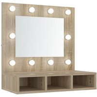 Bonnevie - Spiegelschrank mit LED,Bad Hängeschrank Sonoma-Eiche 60x31,5x62 cm vidaXL von BONNEVIE