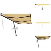 Vidaxl - Standmarkise Automatisch 600x350 cm Gelb/Weiß - Outdoor-Markise - Standmarkise - Elektrische Markise - Gartendeck - Terrassenüberdachung von VIDAXL