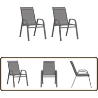 Vidaxl - Stapelbare Gartenstühle 2 Stk. Grau Textilene - Gartenstühle - Stühle Aus Metall - Outdoor Möbel - Gartenmöbel Set - Textilene Stühle von VIDAXL