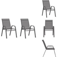 Vidaxl - Stapelbare Gartenstühle 2 Stk. Grau Textilene - Gartenstühle - Stühle Aus Metall - Outdoor Möbel - Gartenmöbel Set - Textilene Stühle von VIDAXL