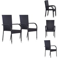 Vidaxl - Stapelbare Gartenstühle 2 Stk. Poly Rattan Schwarz - Gartenstühle - Stapelstühle - Outdoor Möbel - Rattan Gartenmöbel - Balkonmöbel Vidaxl - Stapelbare Gartenstühle 2 Stk. Poly Rattan Schwarz - Gartenstühle - Stapelstühle - Outdoor Möbel - Rattan Gartenmöbel - Balkonmöbel von VIDAXL
