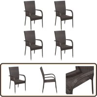 Vidaxl - Stapelbare Gartenstühle 4 Stk. Poly Rattan Braun - Gartensessel - Gartenstühle - Stapelbar - Outdoor Möbel - Rattan Sessel Vidaxl - Stapelbare Gartenstühle 4 Stk. Poly Rattan Braun - Gartensessel - Gartenstühle - Stapelbar - Outdoor Möbel - Rattan Sessel von VIDAXL