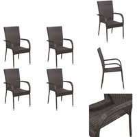 Vidaxl - Stapelbare Gartenstühle 4 Stk. Poly Rattan Braun - Gartensessel - Gartenstühle - Stapelbar - Outdoor Möbel - Rattan Sessel Vidaxl - Stapelbare Gartenstühle 4 Stk. Poly Rattan Braun - Gartensessel - Gartenstühle - Stapelbar - Outdoor Möbel - Rattan Sessel von VIDAXL