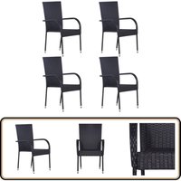 Vidaxl - Stapelbare Gartenstühle 4 Stk. Poly Rattan Schwarz - Gartensessel - Gartenstühle - Stapelstühle - Outdoor Möbel - Balkonmöbel Vidaxl - Stapelbare Gartenstühle 4 Stk. Poly Rattan Schwarz - Gartensessel - Gartenstühle - Stapelstühle - Outdoor Möbel - Balkonmöbel von VIDAXL