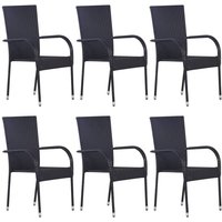 Vidaxl - Stapelbare Gartenstühle 6 Stk. Poly Rattan Schwarz von VIDAXL